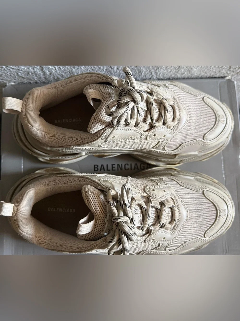 Balenciaga Women's Triple S Low Top Sneakers in Beige Cream